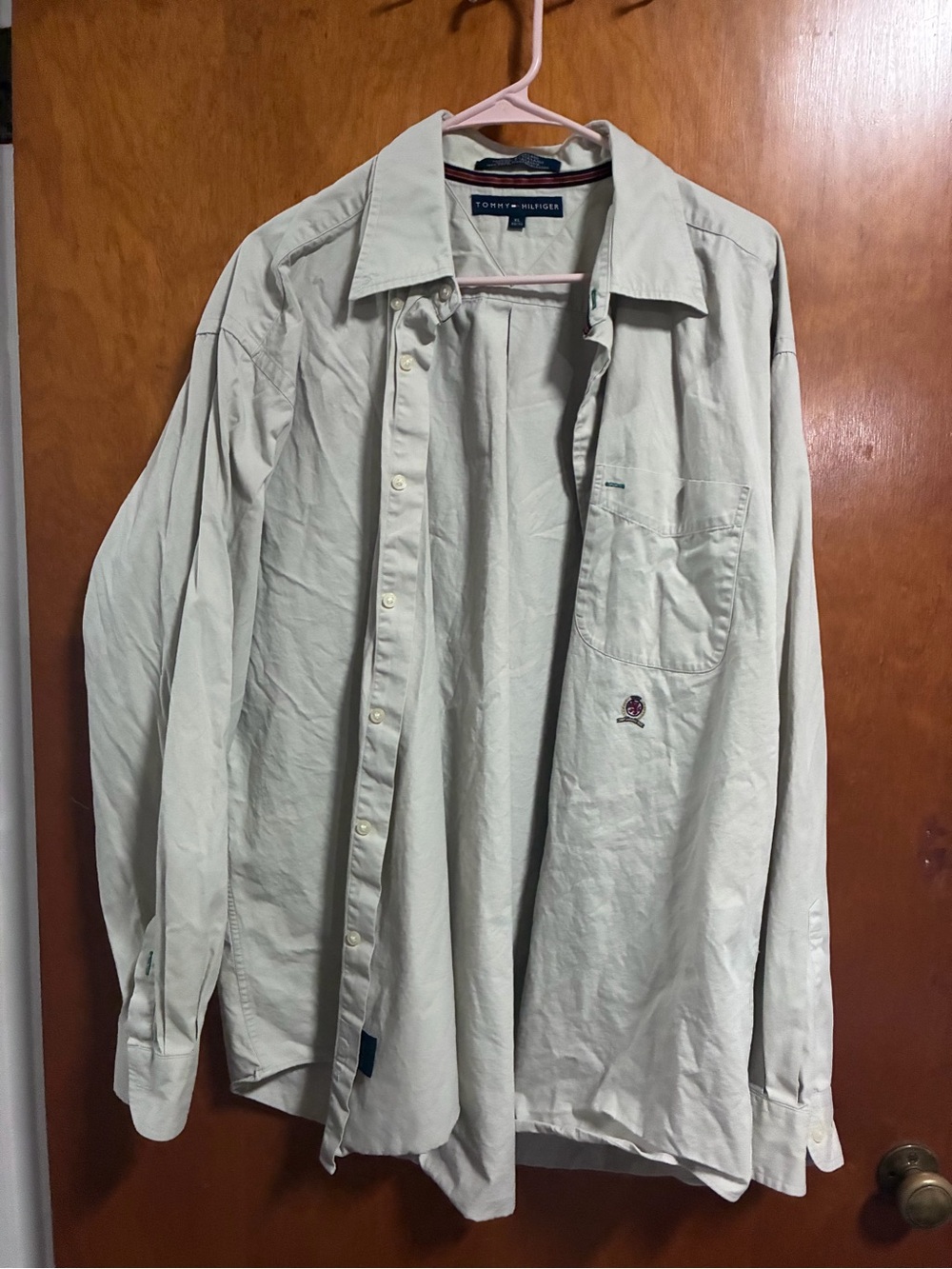 Tommy Hilfiger Men’s Light Beige Casual Button-Down Shirt